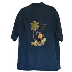 Luau 199%Silk Embroidered Casual Shirt Size XL